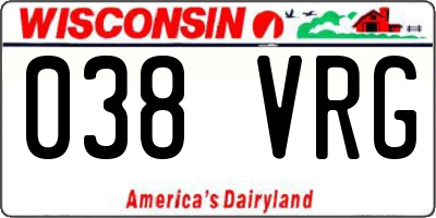 WI license plate 038VRG