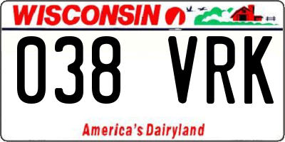 WI license plate 038VRK