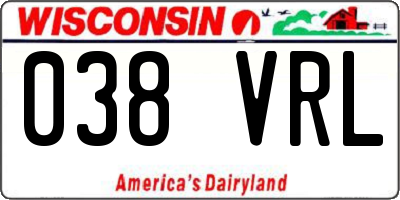 WI license plate 038VRL