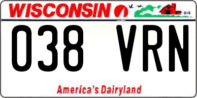 WI license plate 038VRN