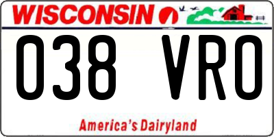 WI license plate 038VRO