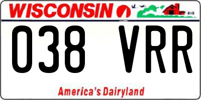 WI license plate 038VRR