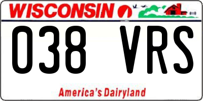 WI license plate 038VRS