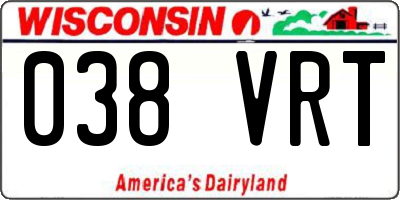 WI license plate 038VRT