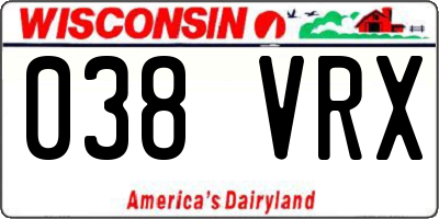 WI license plate 038VRX