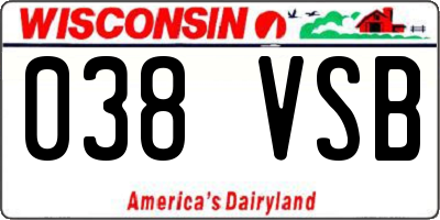 WI license plate 038VSB
