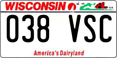 WI license plate 038VSC