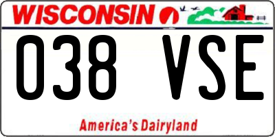 WI license plate 038VSE