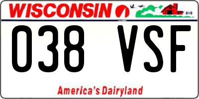 WI license plate 038VSF
