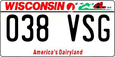 WI license plate 038VSG