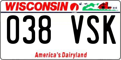 WI license plate 038VSK