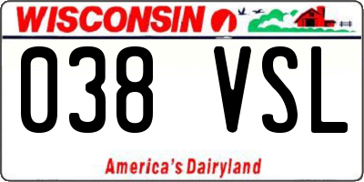 WI license plate 038VSL