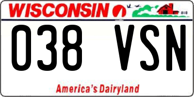 WI license plate 038VSN