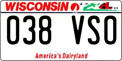 WI license plate 038VSO