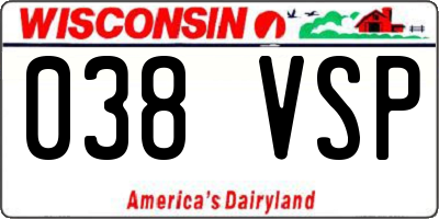 WI license plate 038VSP
