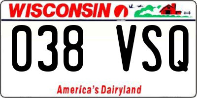 WI license plate 038VSQ