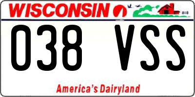 WI license plate 038VSS
