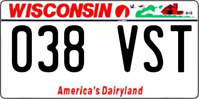 WI license plate 038VST