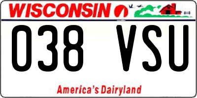 WI license plate 038VSU