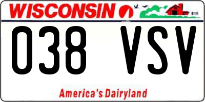 WI license plate 038VSV