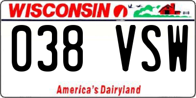 WI license plate 038VSW