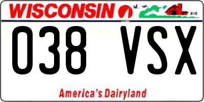 WI license plate 038VSX