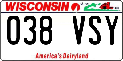 WI license plate 038VSY