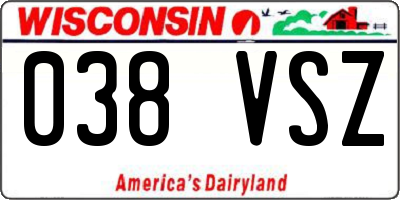 WI license plate 038VSZ
