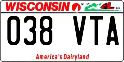 WI license plate 038VTA