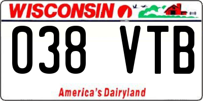 WI license plate 038VTB