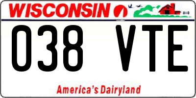 WI license plate 038VTE