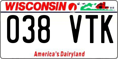 WI license plate 038VTK