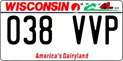 WI license plate 038VVP