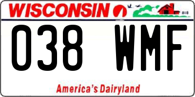 WI license plate 038WMF