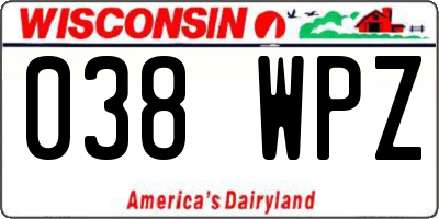 WI license plate 038WPZ