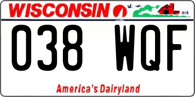 WI license plate 038WQF