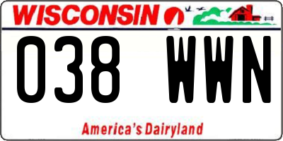 WI license plate 038WWN