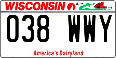 WI license plate 038WWY