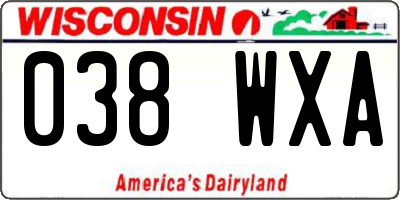 WI license plate 038WXA