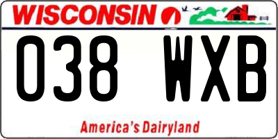 WI license plate 038WXB