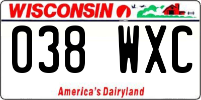 WI license plate 038WXC