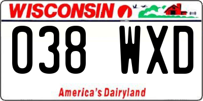WI license plate 038WXD