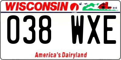 WI license plate 038WXE