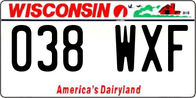 WI license plate 038WXF