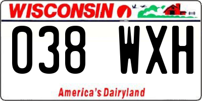 WI license plate 038WXH