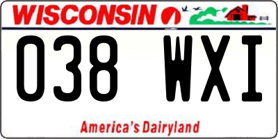 WI license plate 038WXI
