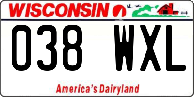 WI license plate 038WXL