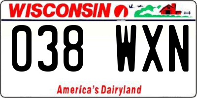 WI license plate 038WXN