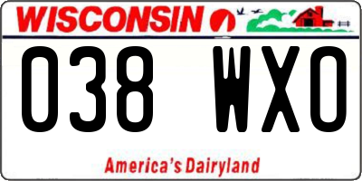 WI license plate 038WXO