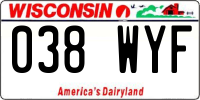 WI license plate 038WYF